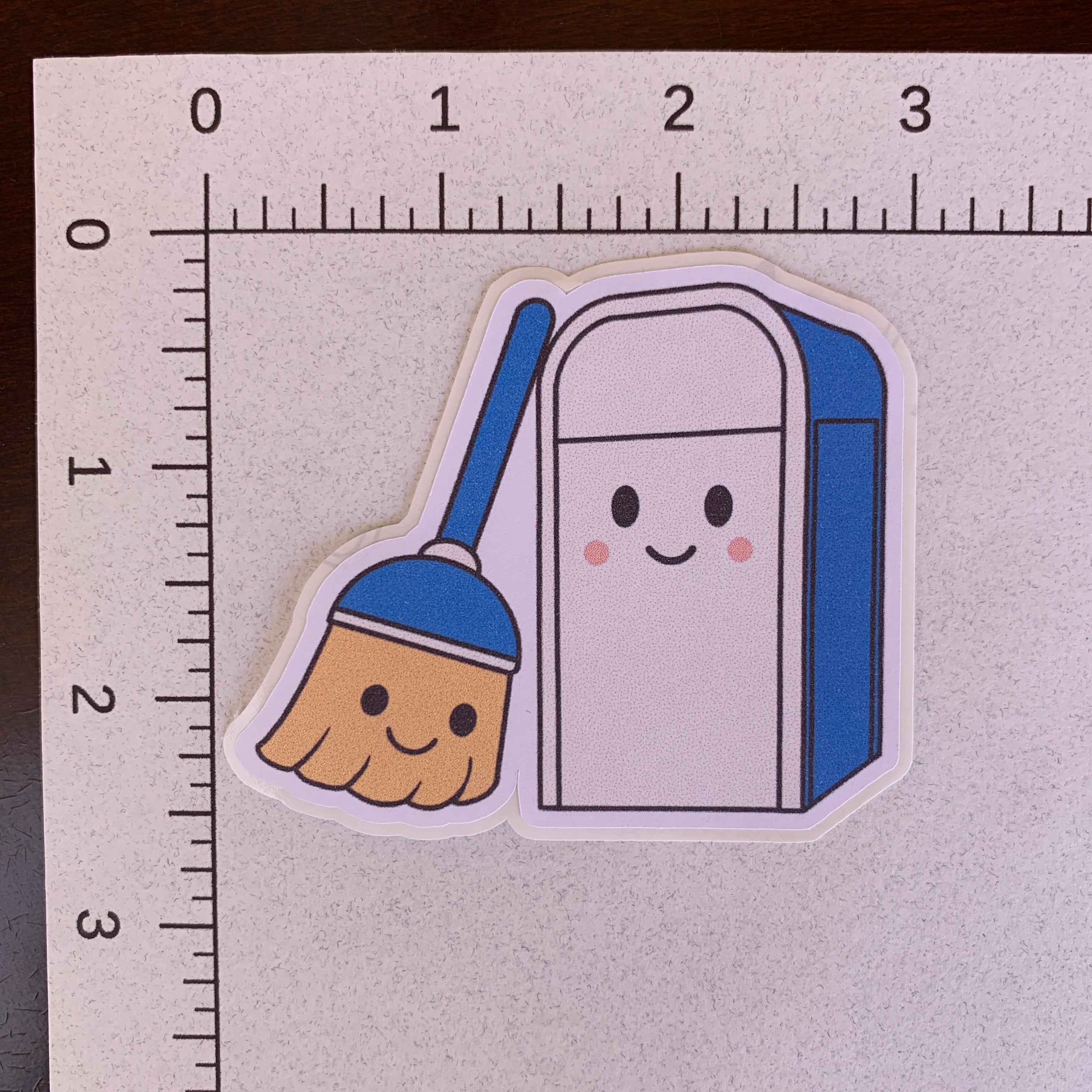 Happy Broom and Trash Can Sticker