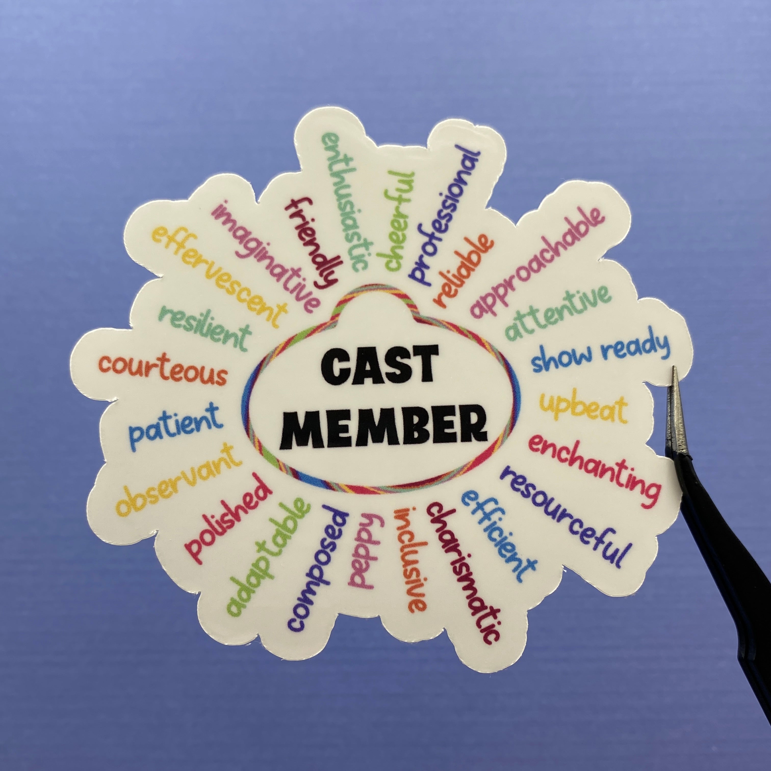 Cast Member Adjectives Sticker