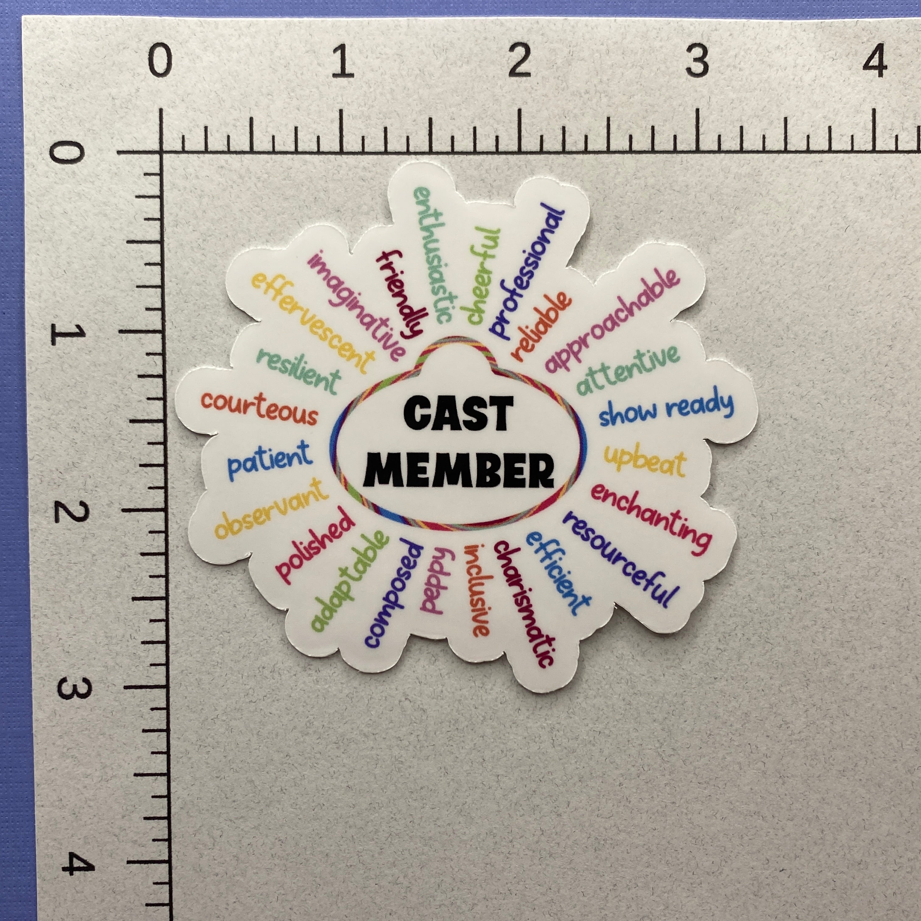 Cast Member Adjectives Sticker