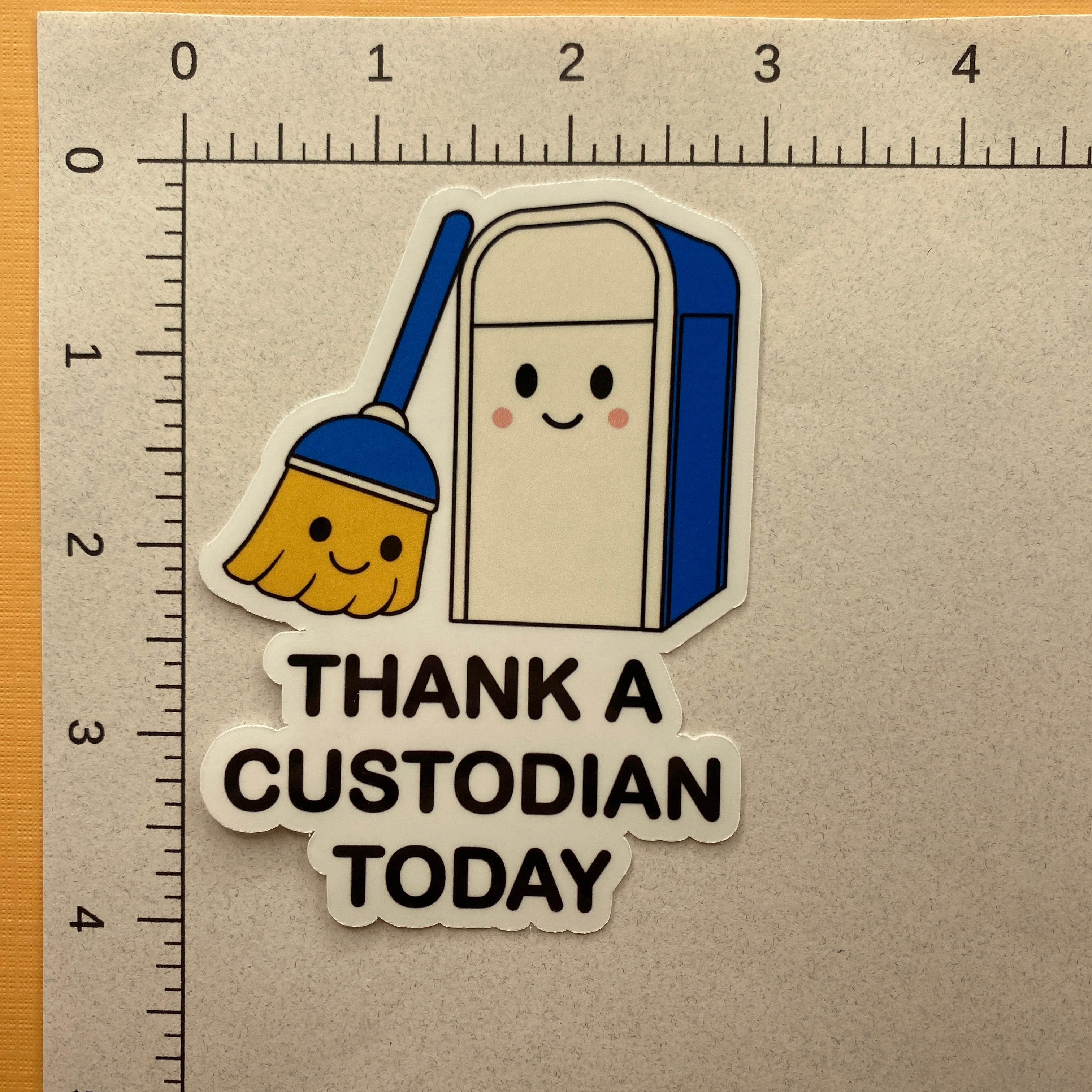 Happy Broom and Trash Can Sticker