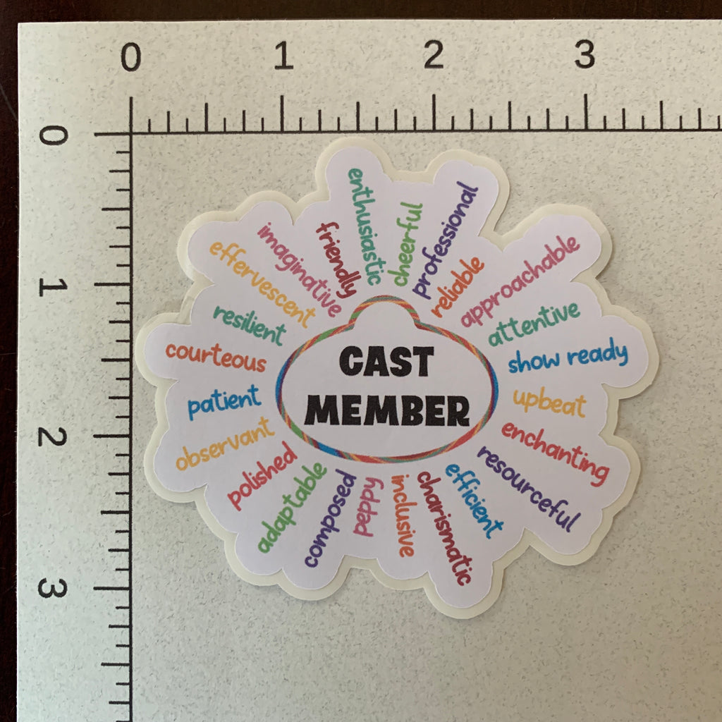 Cast Member Adjectives Sticker