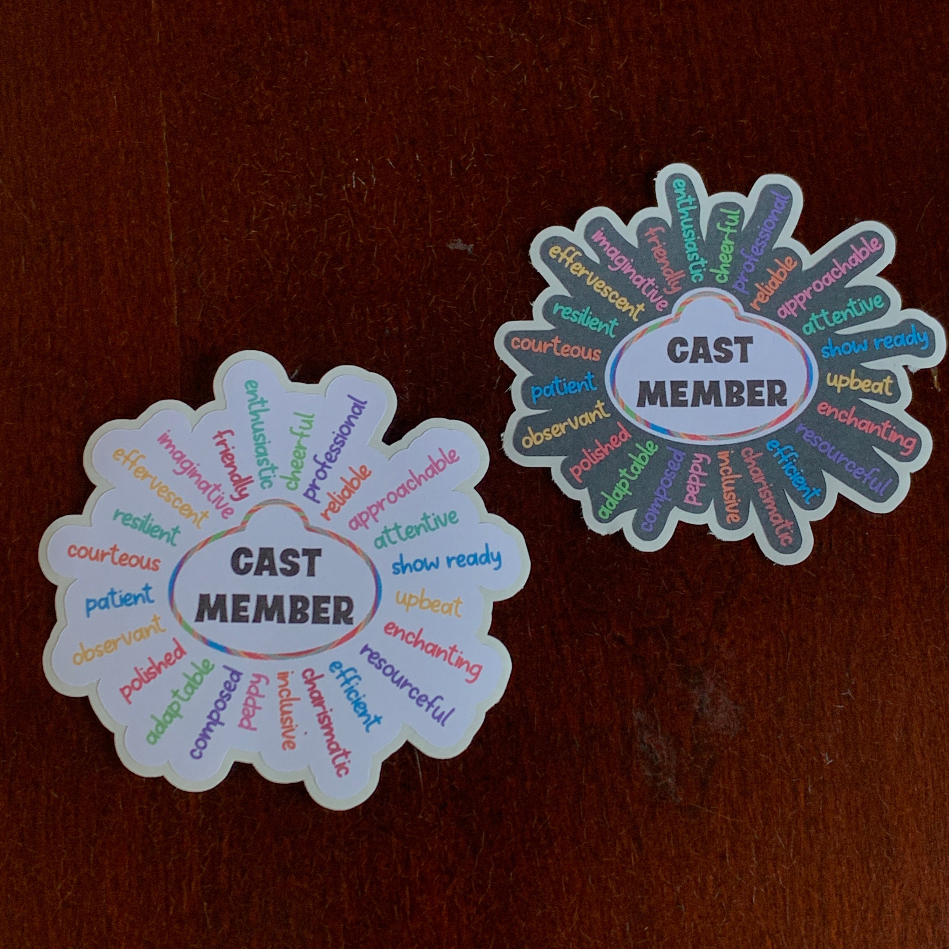 Cast Member Adjectives Sticker