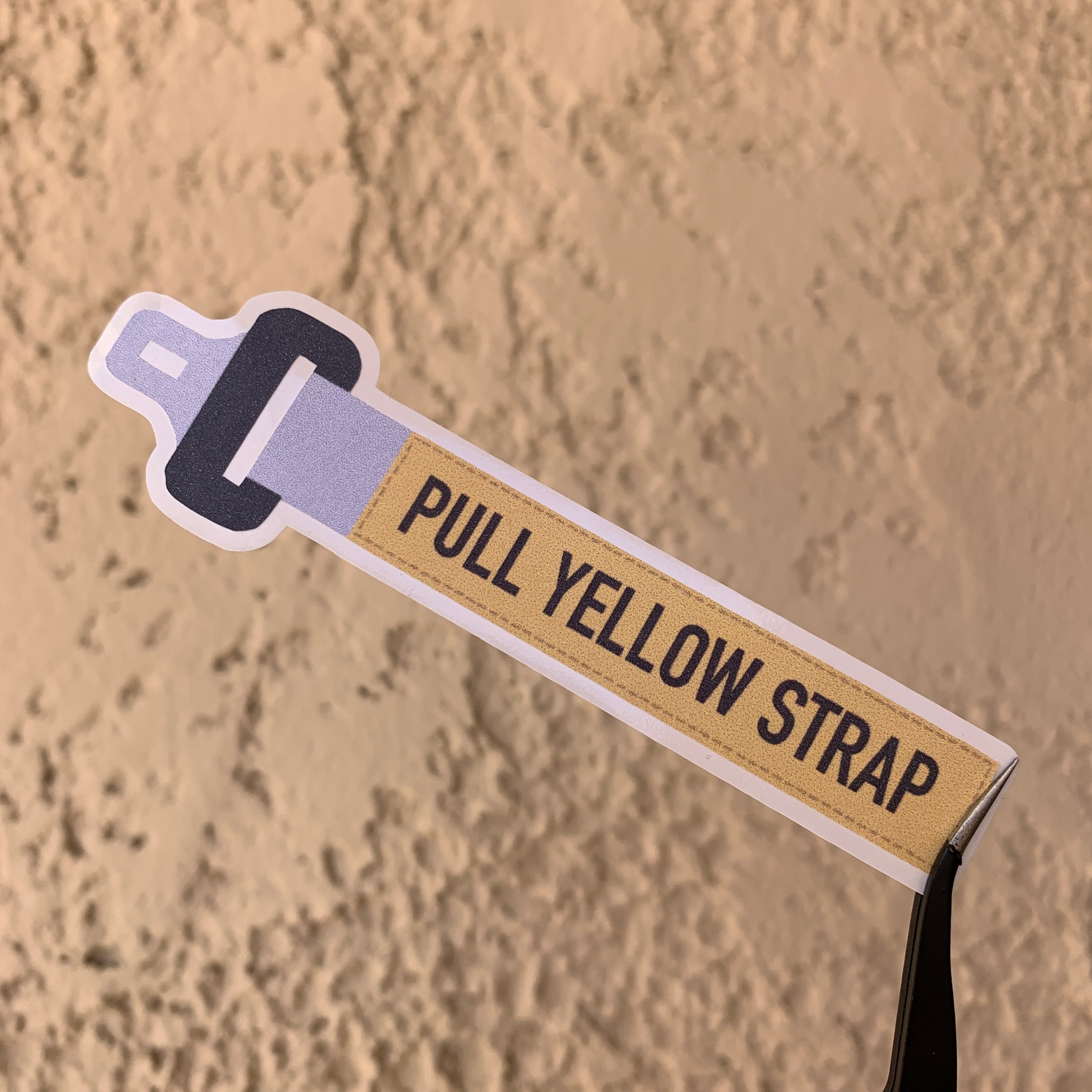 Pull Yellow Strap Sticker