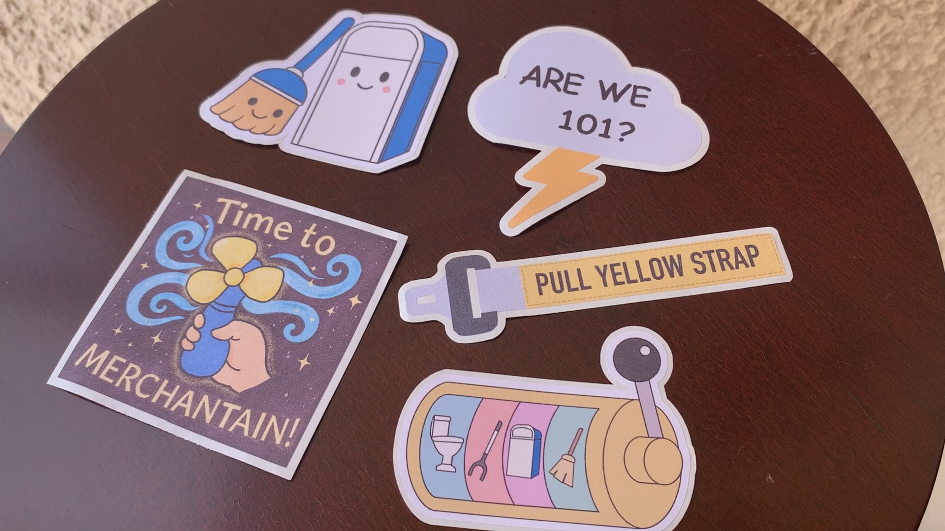 Happy Broom and Trash Can Sticker